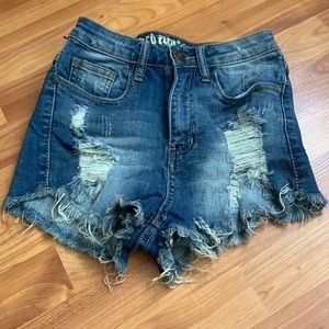 High waisted jean shorts